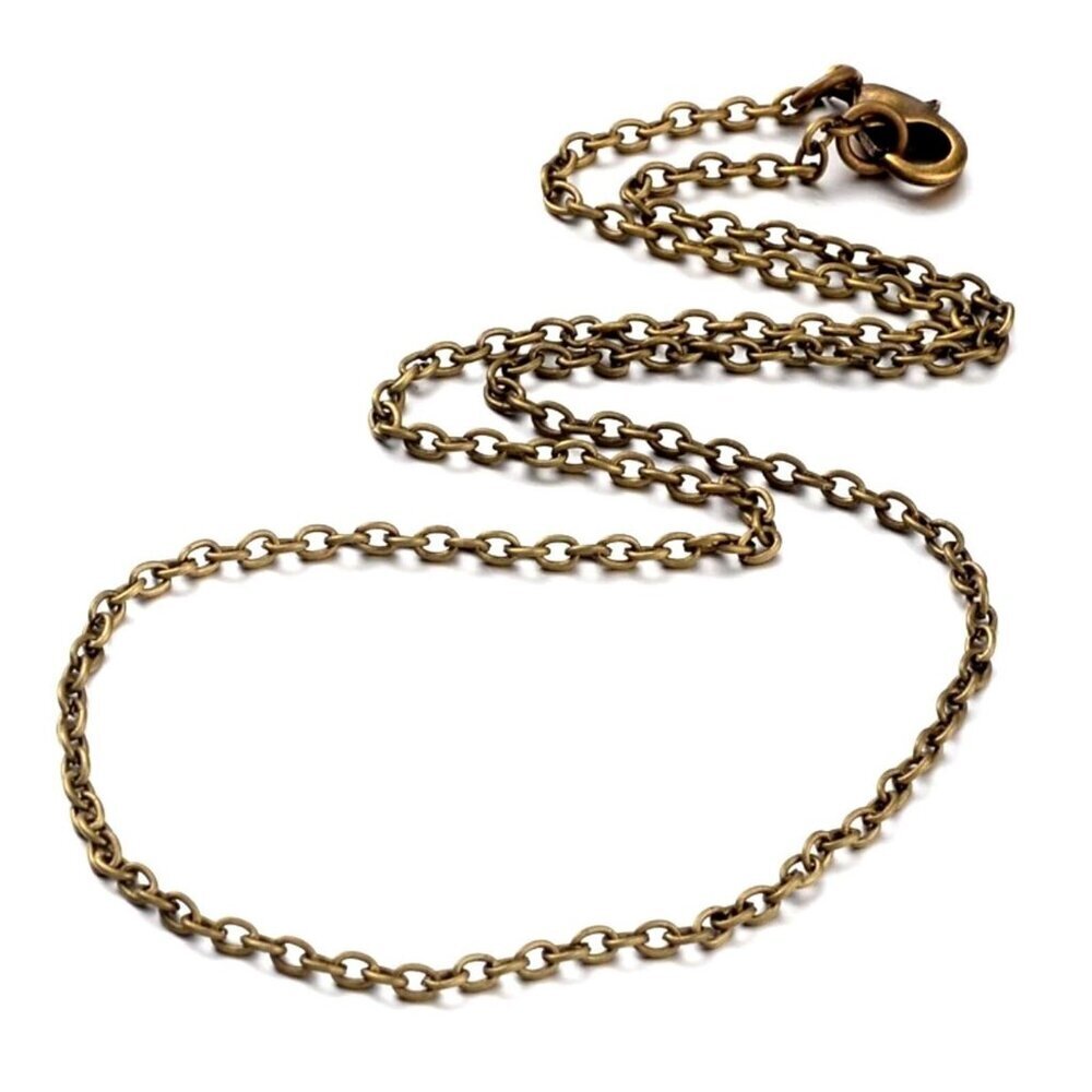 Rustic Antique Brass Bronze Color Cable Chain Necklace 18" Long 3x2mm Links
